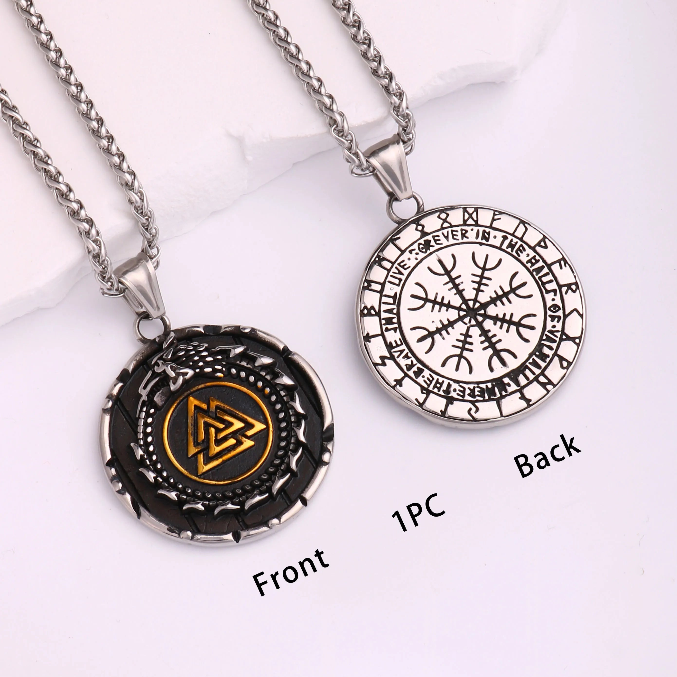 Viking Dragon Stainless Steel Pendant Necklace