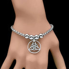 Wicca Celtic Knot Stainless Steel Bracelet Women/Men Silver Color Witch Geometric Irish Knots Bracelets Jewelry