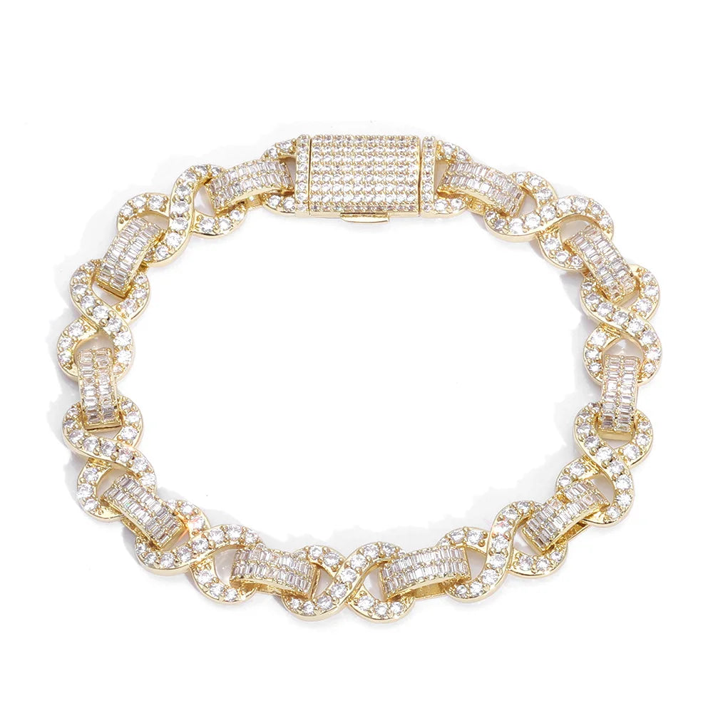 Iced Out Infinity Bracelet Stainless Steel 10MM