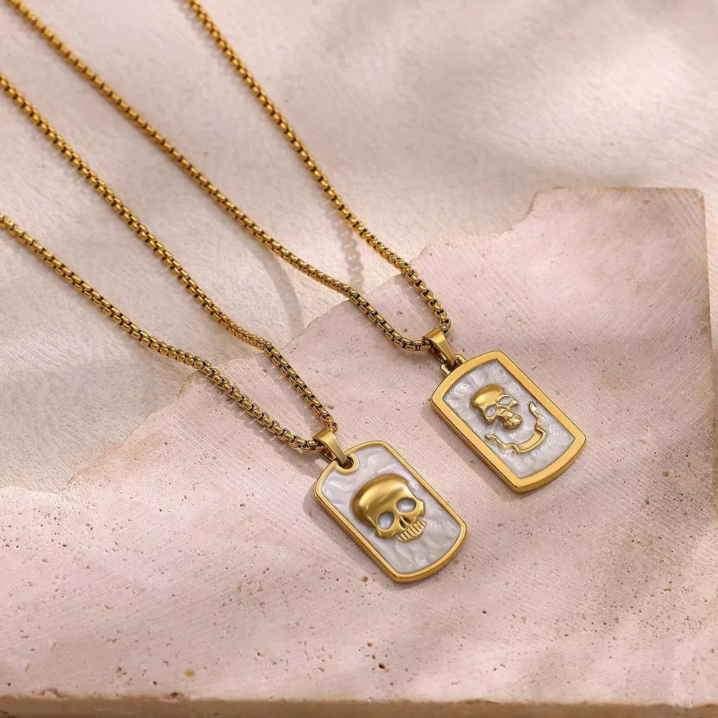 Skull Pendant Necklace — Gold Stainless Steel