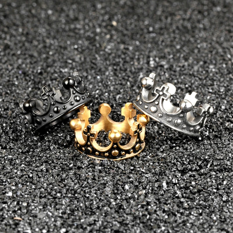 316L Stainless Steel Vintage Royal Crown Man Men Rings Punk Rock Hip Hop Creativity for Male Boyfriend Jewelry
