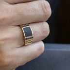Gold Plated Stainless Steel Rings For Men Creative Gold Drip Oil Black Diamond Ring Jewelry Accessories Wholesale Size 7-13