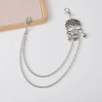 Double Layer Skull Keychain — Stainless Steel Beaded