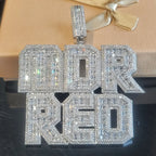 Customized Iced Out Square Name Pendant Personalized Any Letter Number Necklace Cuban Chain Icy Two Rows Hip Hop