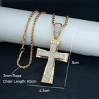 Hip Hop Mens Womens Large Cross Pendant Necklace with 4mm Tennis Chain HipHop Iced Out Bling Necklaces Fashion Charm