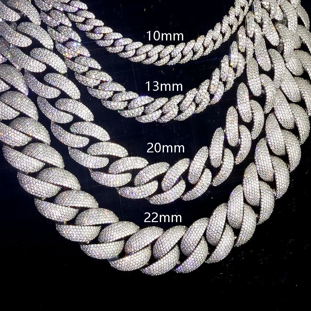 ESKEEM 10/13/18/20/22MM Full Prong-Set Iced Out Bubble Cuban Chain Hip Hop Jewelry Cubic Zirconia Cuban Necklace
