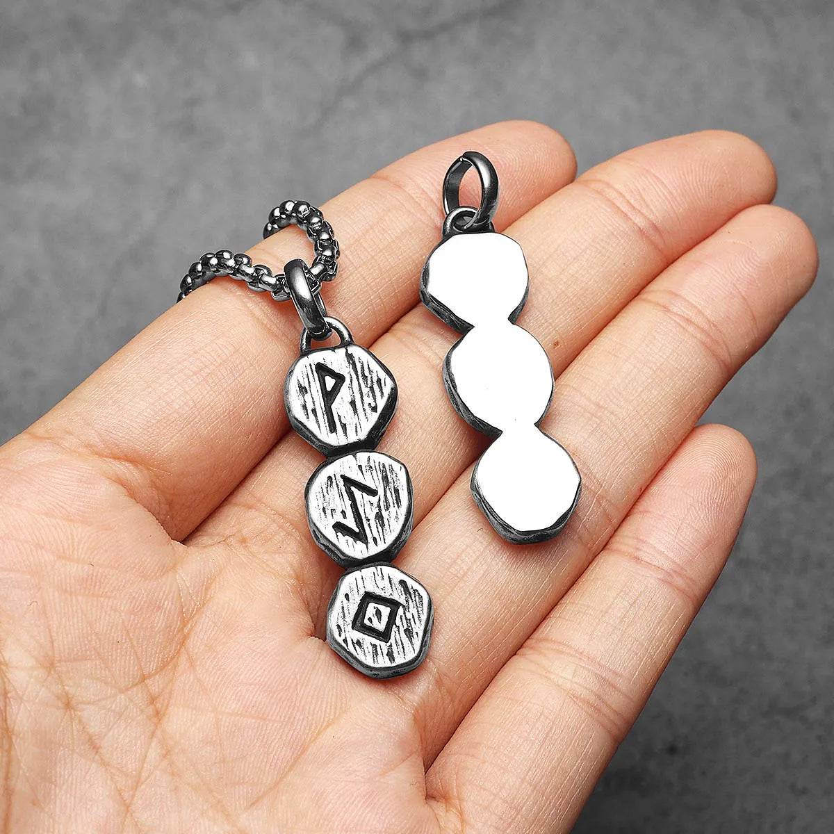 Viking Rune Pendant Necklace — Stainless Steel