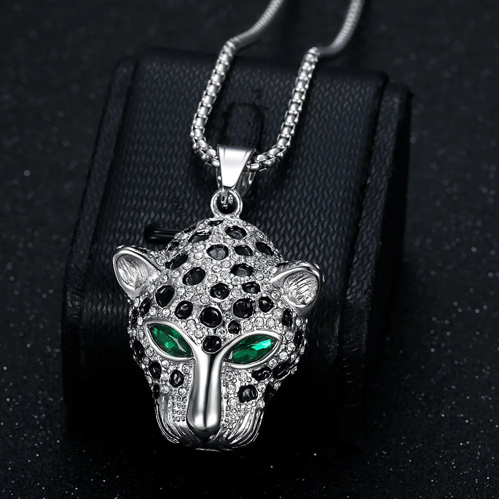 Vintage Leopard Head Pendant Necklace — Stainless Steel