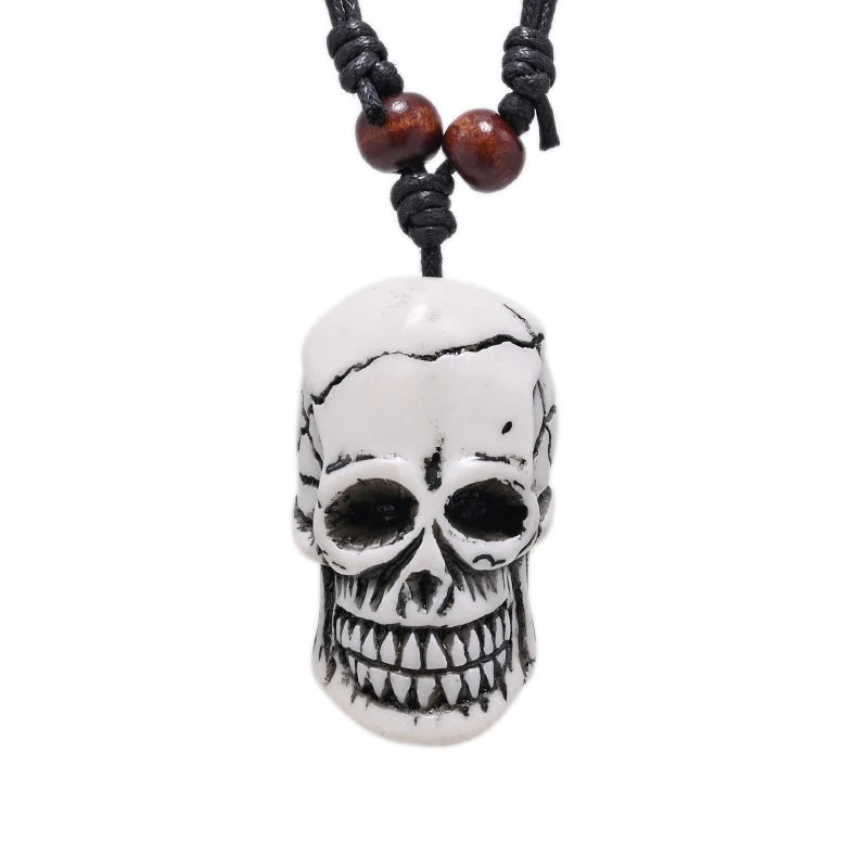 FX020 Ox bone carving necklace skull pendant Punk Choker Retro Jewelry Tribal style Imitation Yak Bone necklace Amulet