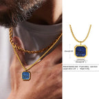 Tiger Eye Lapis Stone Pendant — Stainless