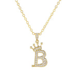 Crown Initial Letter Pendant Necklace — Copper