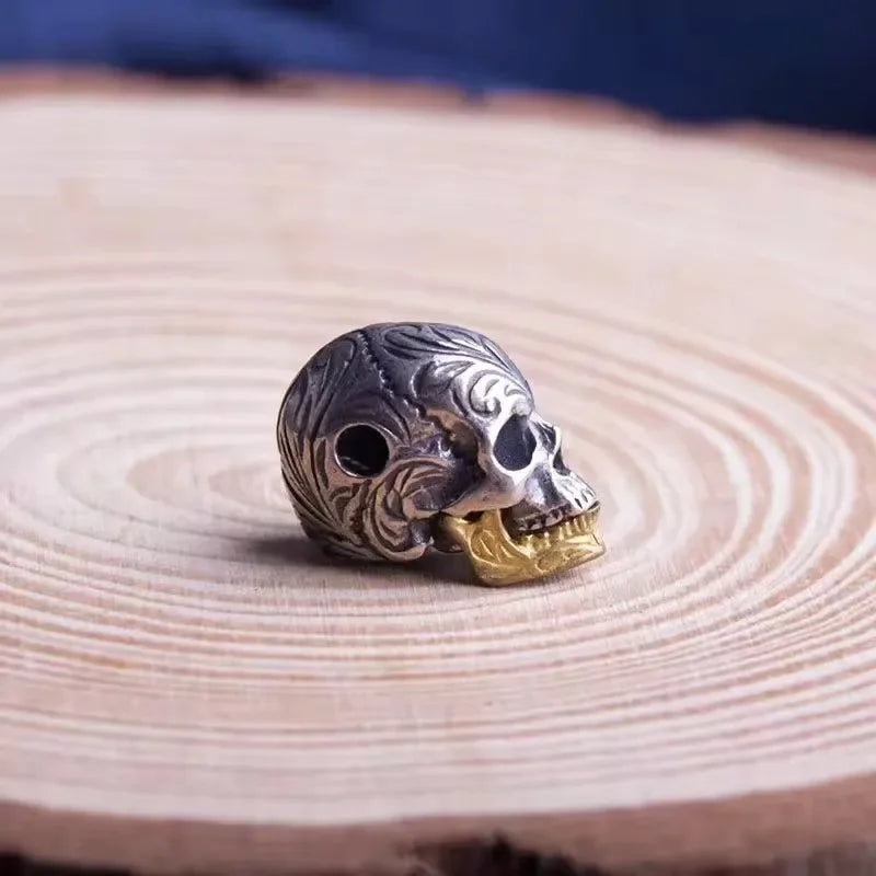 Personality Skull Bead Pendant Gold Color Mouth Movable Necklace Pendant Can Be Used As Bracelet Skull Head Beads