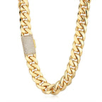 Gold Cuban Chain Necklace Iced Out 18K 12/22MM
