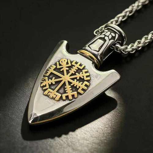 Compass Valknut Steel Pendant Viking Vegvisir