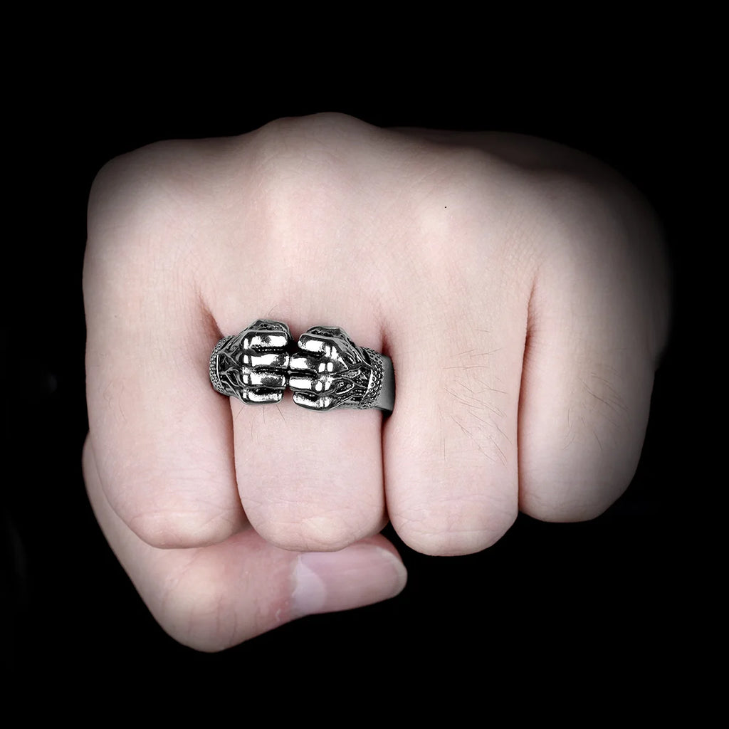 316L Stainless Steel Angry Fist Power Man Men Rings Punk Rock Hip Hop Creativity Personality for Male Boy Fashion