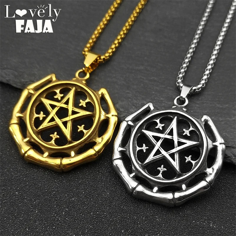 Star Celtic Steel Pendant Vintage Witch Knot Pentagram