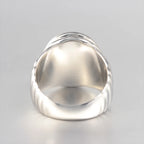 Corrugated Agate Ring — 925 Silver