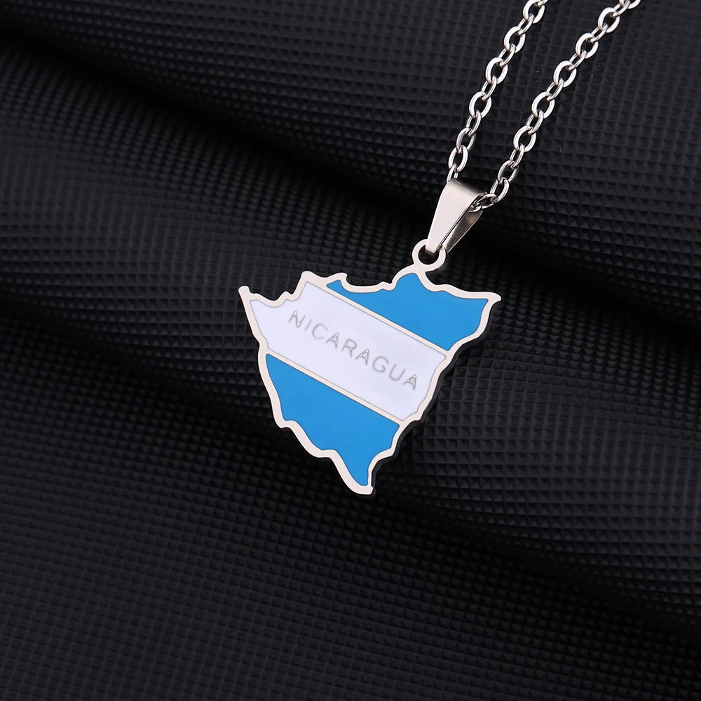 Nicaragua Map Pendant Necklace