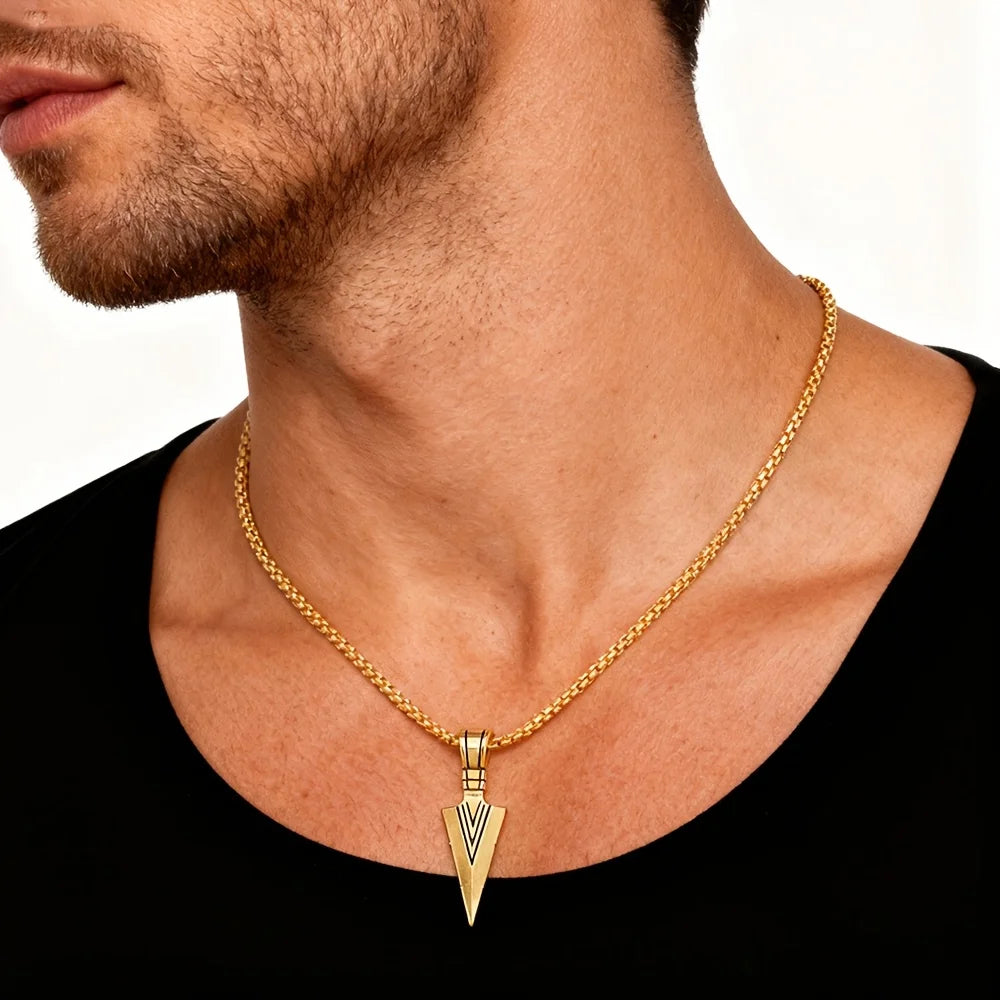Minimalist Arrow Pendant Necklace — Gold, Silver, Black