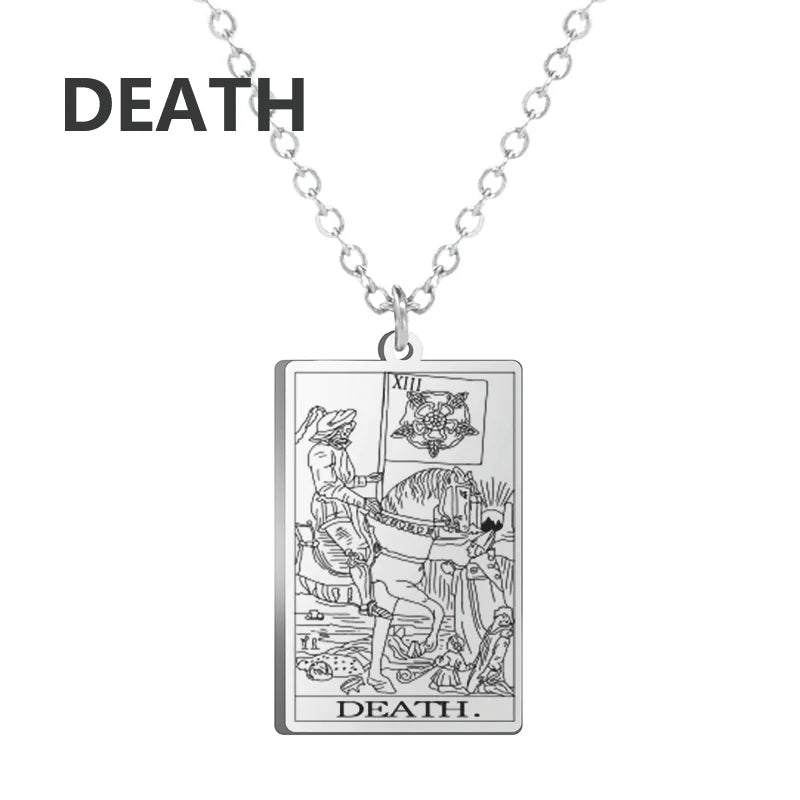 LIKGREAT Tarot Card Necklace Major Arcana Tarots Stainless Steel Necklaces Divination Jewelry Birthday Gift for Women