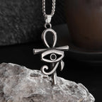 Shining Iced Out Ancient Egyptian God Eye of Horus Cross Pendant Necklace for Men and Women Hip Hop Trendy Amulet