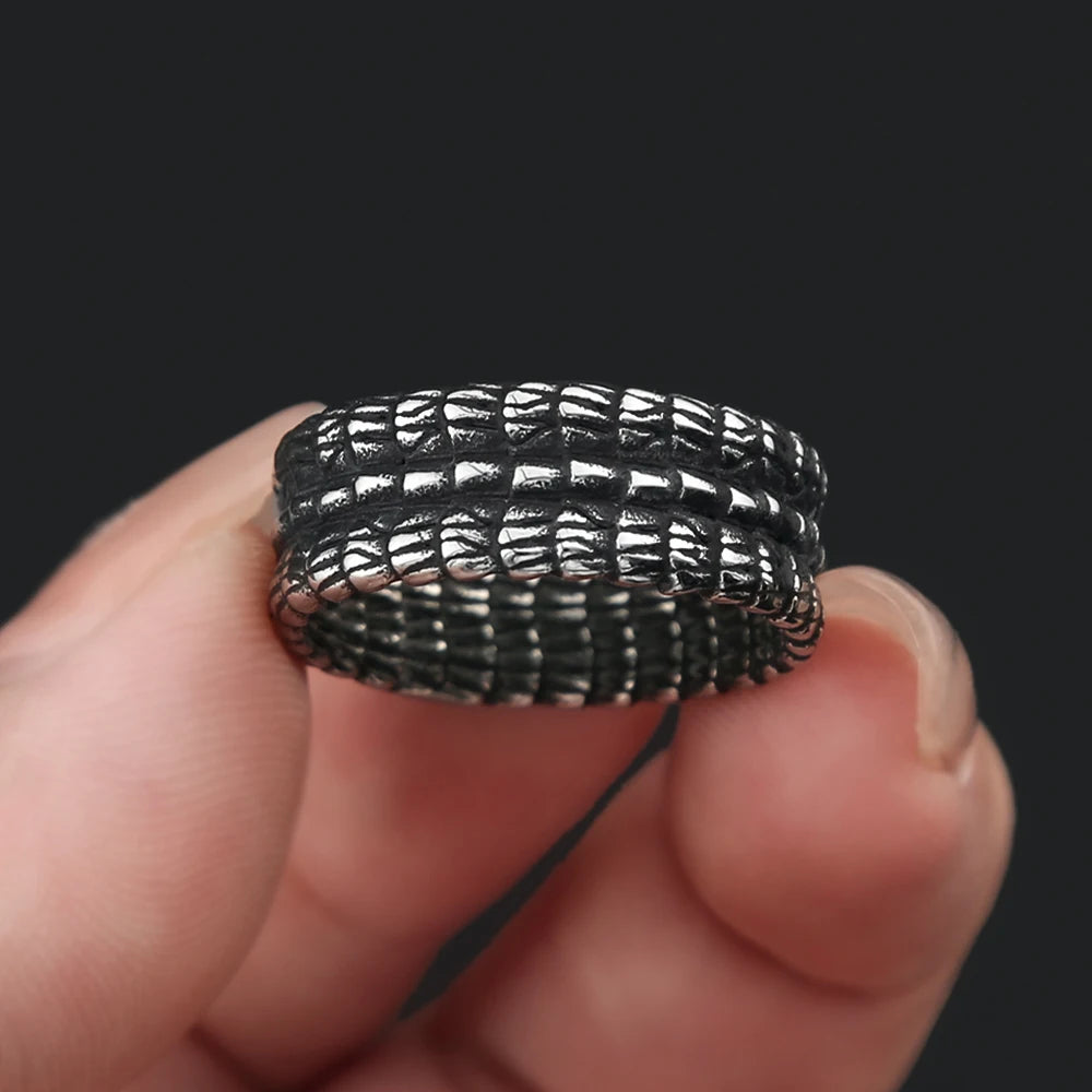 Stainless Steel Jewelry Dragon Scales Gothic Amulet Viking Rings For Men Women Norse Pagan Warrior Ring Symbolic Gift