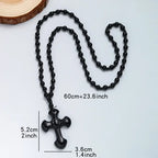 Prayer Hand Cross Black Pendant Necklace