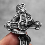 Dragon Circling Cross Religion Stainless Steel Men Women Necklaces Pendants Chain Punk Trendy Jewelry Creativity Gift Wholesale