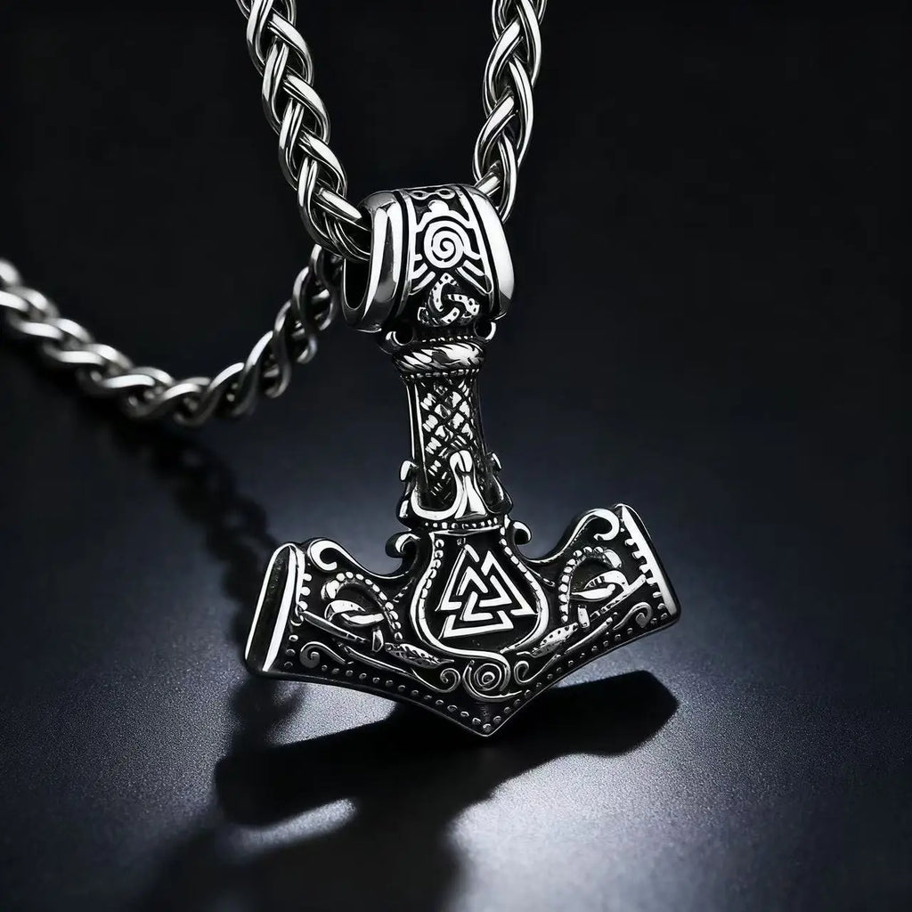 Mjolnir Steel Pendant 316L Norse Odin Knot