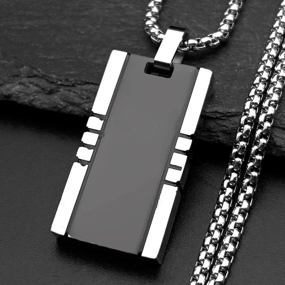 Hiphop Titanium Steel Dog Tag Pendant Necklace For Women Men Stainless Steel Gold Color Punk Male Square Chain Jewelry