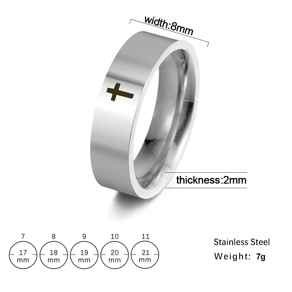 Gothic Wedding Cross Ring — Stainless Steel