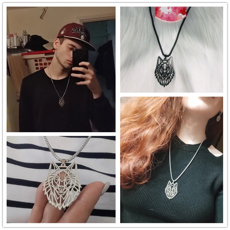 My shape Wolf Necklace for Men Women Stainless Steel Necklaces Men's chain Fashion Animal Male Necklace Punk Jewelry