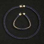 Multi-Color CZ Chain Bracelet Necklace Set 6mm 50cm