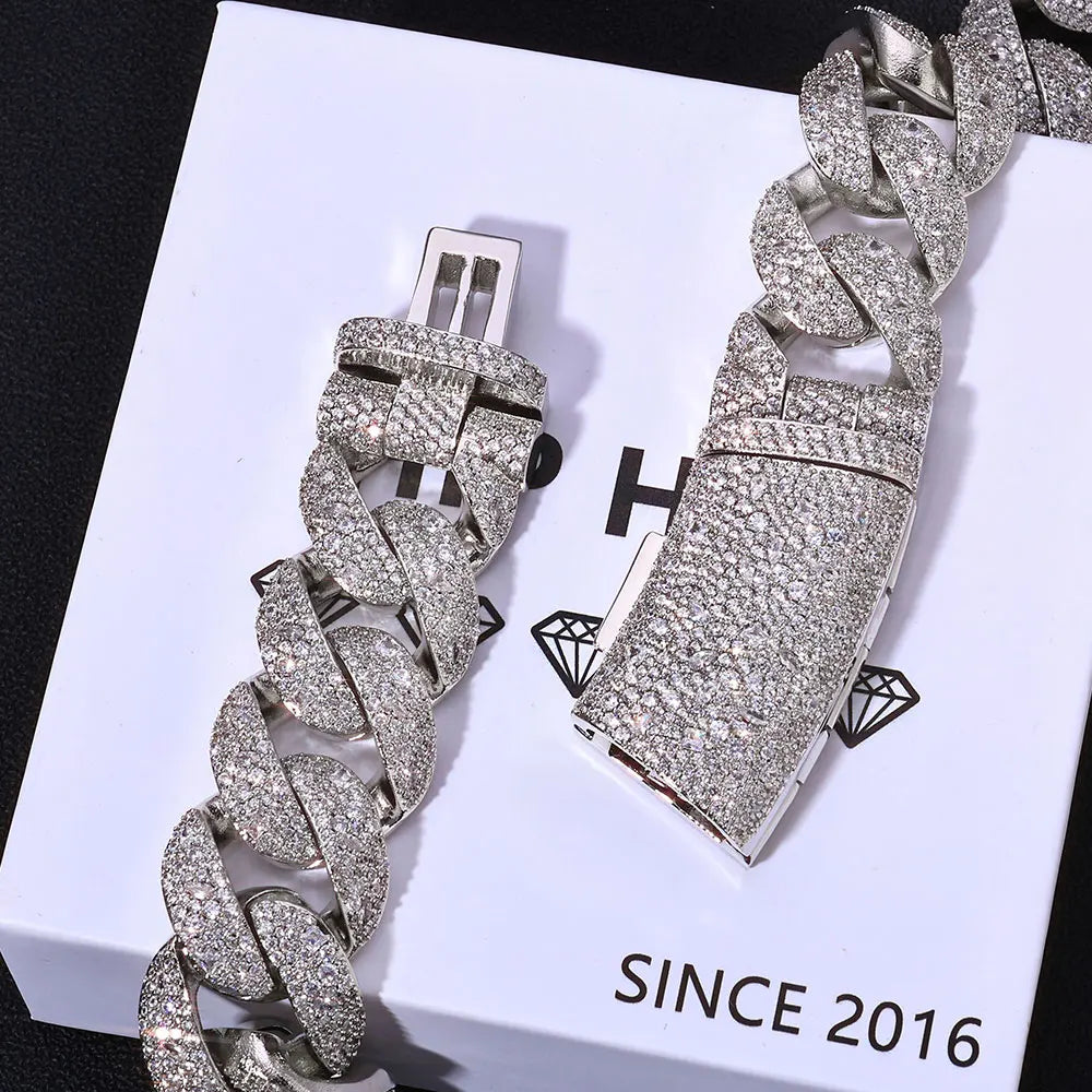 Iced Out Cuban Chain Necklace Stainless Steel 22MM