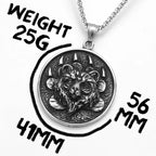 Viking Bear Head Claw Coin Pendant Necklace — Stainless Steel