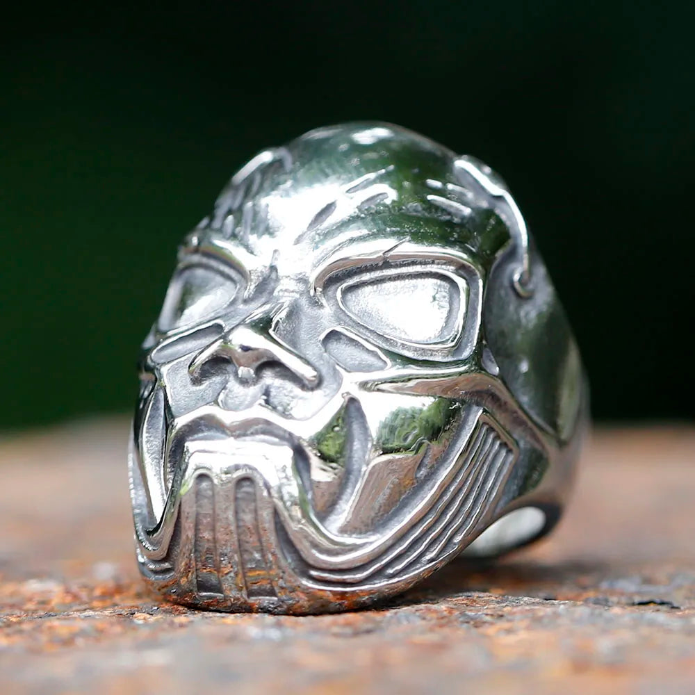 Flowers Skull Mask Ring — Stainless Steel