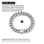 Original Design Stainless Steel Cuban Bracelet Men Women Couple Letter Matte Bangle Punk Hip Hop Thick Chunky Chain