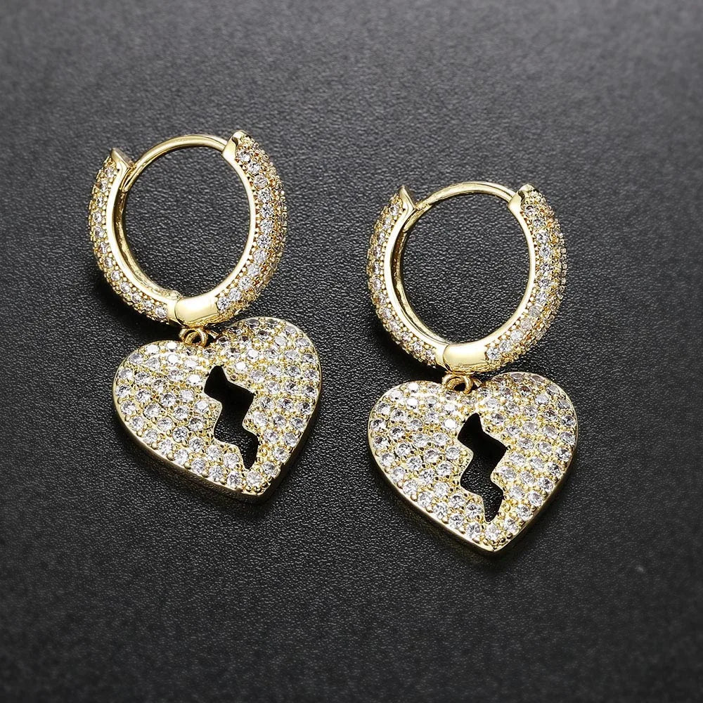 Crystal Heart Hoop Earrings — Stainless