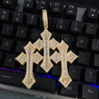 THE BLING KING 3pcs Cross Set Pendant Necklace Iced Out Baguettecz Cubic Zirconia Link Chain Luxury Hiphop Jewelry For