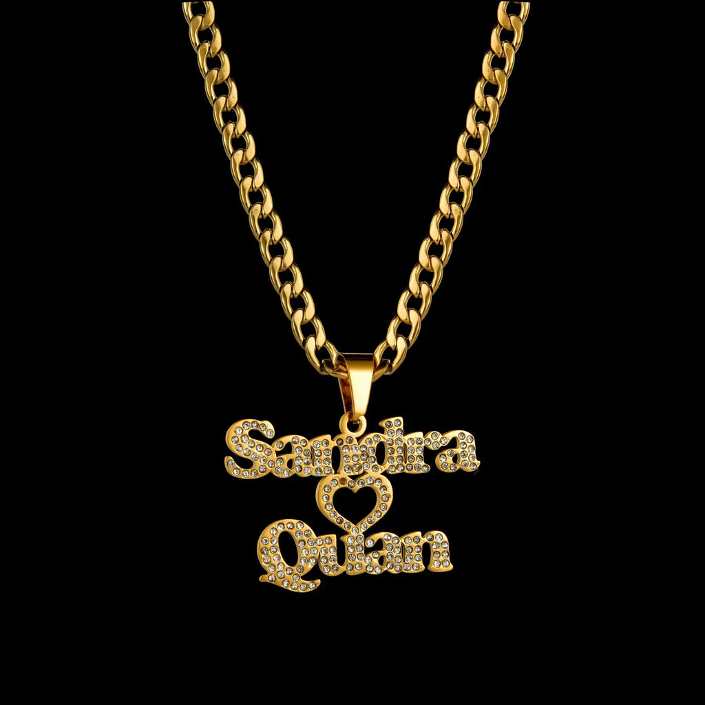 Personalized Custom Zircon Name Necklace Stainless Steel for Women Men Double Layers Zircon Twist Chain Birthday Jewelry Gift