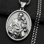 Saint Joseph Baby Jesus Medal Pendant Necklace — Stainless Steel