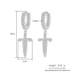 Iced Out Ankh Dangle Hoop Earrings CZ