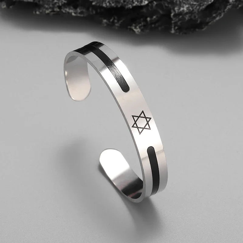 Hamsa Hands of Fatima Hebrew Pendant Stainless Steel Jerusalem Star of David Necklace Women's Jewish Jewelry