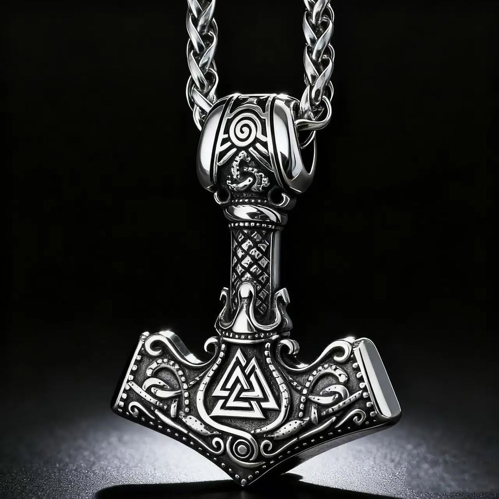 Mjolnir Steel Pendant 316L Norse Odin Knot