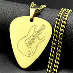 Guitar Pick Gold Pendant Necklace — Stainless Steel