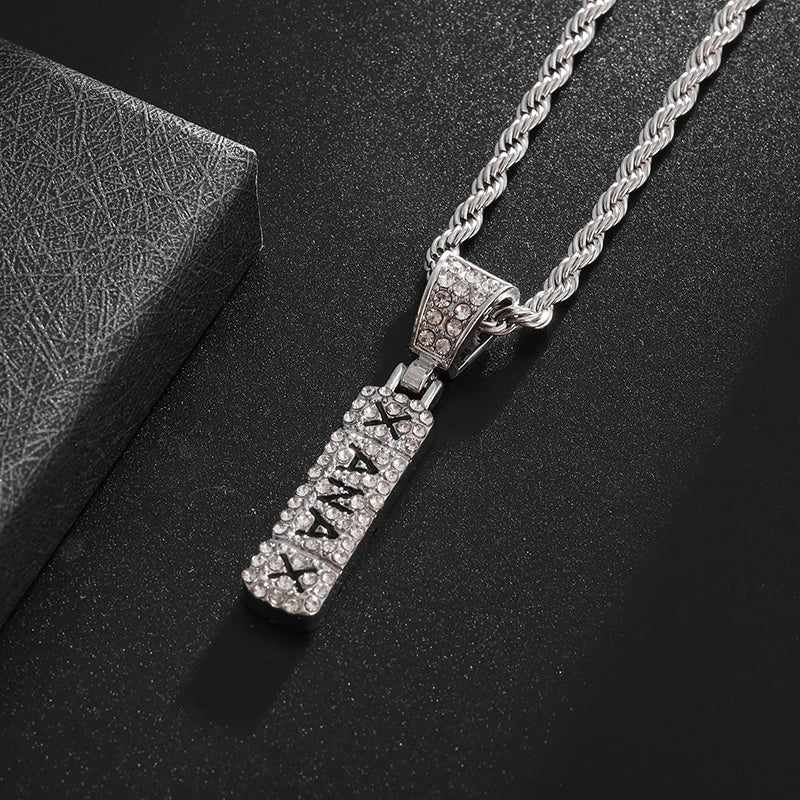 Zircon Long Pendant Necklace — Zinc Alloy