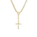 Iced Out Cross Pendant Tennis Chain Necklace — Copper Alloy
