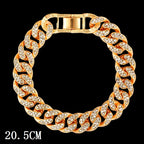 Hip Hop Full Crystal Heart Tennis Chain Bracelets for Men Women Bling Square Rhinestone Cuban Link Chain Bracelet Luxury Jewelry