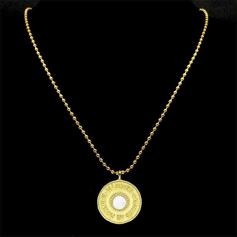 Gold Pendant Multilingual Palestine Wheat Ears
