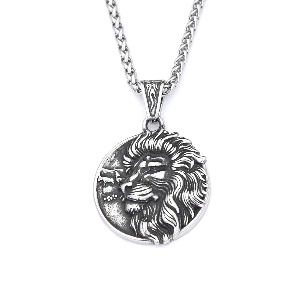 Lion Viking Steel Pendant Nordic Punk Biker Animal